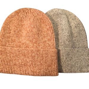 Cozy Knit Beanies in Gray and Orange